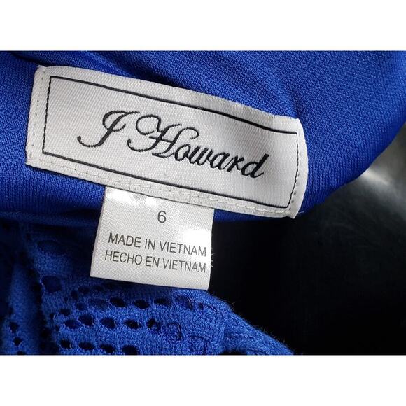 Jessica Howard Shift Dress Women's Size 8 Blue Lined Sleeveless Open Weave Lace - Picture 3 of 12